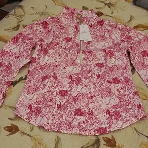 Lilly Pulitzer Raspberry Rouge Popover Half Zip Top